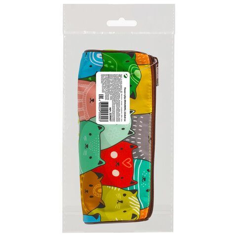 Пенал-тубус BRAUBERG, с эффектом Soft Touch, мягкий, &quot;Cats&quot;, 22х8 см, 229008