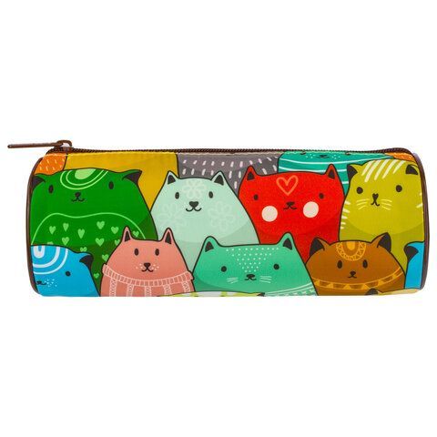 Пенал-тубус BRAUBERG, с эффектом Soft Touch, мягкий, &quot;Cats&quot;, 22х8 см, 229008