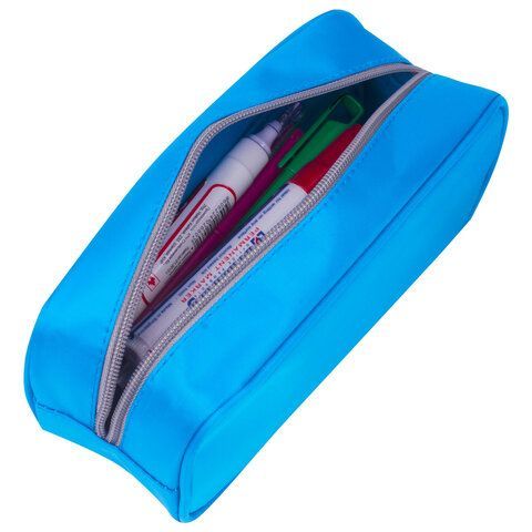 Пенал-косметичка BRAUBERG, мягкий, &quot;KING SIZE BLUE&quot;, 20х8х9 см, 229018
