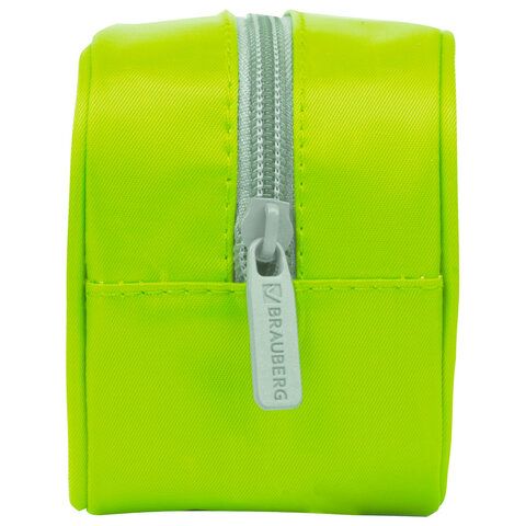 Пенал-косметичка BRAUBERG, мягкий, &quot;KING SIZE NEON GREEN&quot;, 20х8х9 см, 229020