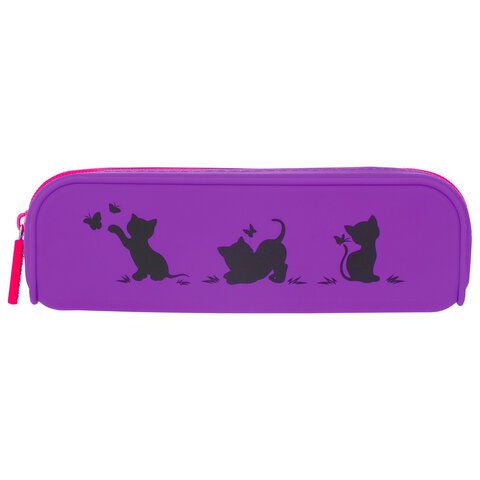 Пенал-косметичка BRAUBERG, силикон, &quot;Kittens&quot;, 20х5х6 см, 229028