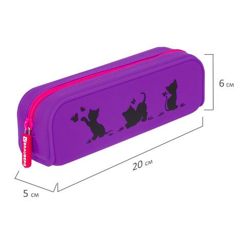 Пенал-косметичка BRAUBERG, силикон, &quot;Kittens&quot;, 20х5х6 см, 229028