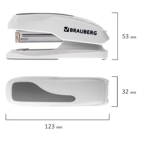 Степлер №24/6, 26/6 BRAUBERG &quot;Extra&quot;, до 30 листов, серый, 229089