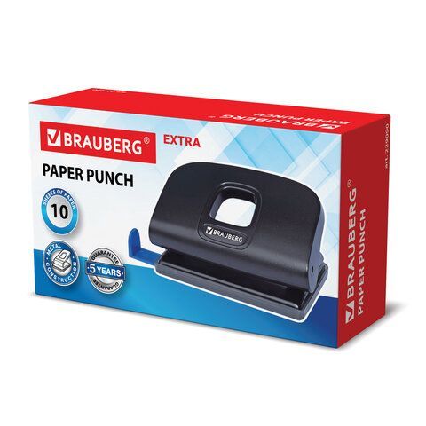 Дырокол BRAUBERG &quot;Extra&quot;, до 10 листов, черный, 229090