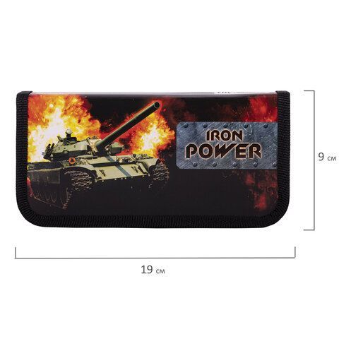Пенал ПИФАГОР 3 шт., 1 отделение, ламинированный картон, 19х9 см, &quot;Iron Power&quot;, 229193