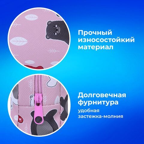Пенал-косметичка ПИФАГОР 2 шт., мягкий, &quot;BEAR&quot;, прямоугольный, 20х7х4 см, 229266