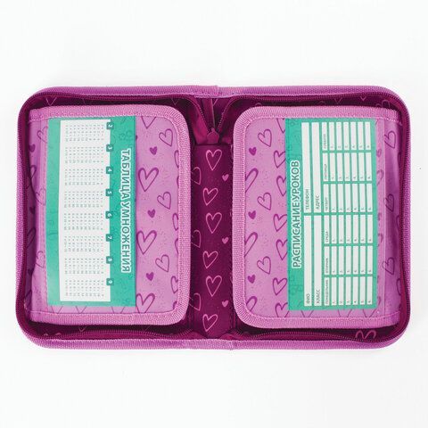 Пенал BRAUBERG, 1 отделение, 2 откидные планки, ткань, 20х14 см, &quot;Glam Girl&quot;, 229287