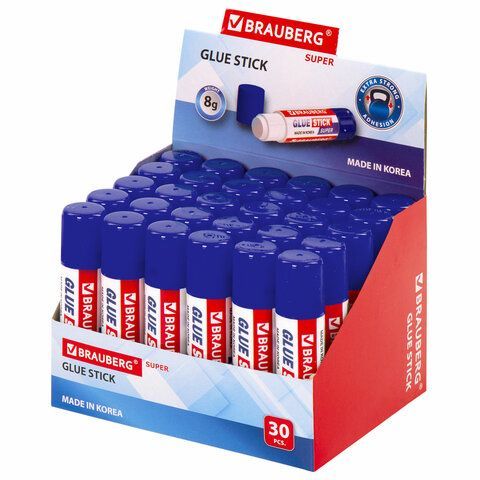 Клей-карандаш BRAUBERG 6 шт. SUPER, 8 г, ЮЖНАЯ КОРЕЯ, 229540