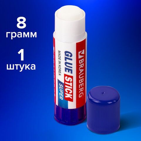 Клей-карандаш BRAUBERG 6 шт. SUPER, 8 г, ЮЖНАЯ КОРЕЯ, 229540