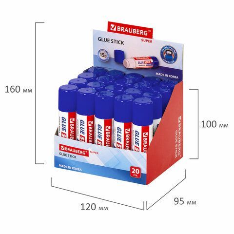 Клей-карандаш BRAUBERG 4 шт. SUPER, 15 г, ЮЖНАЯ КОРЕЯ, 229541