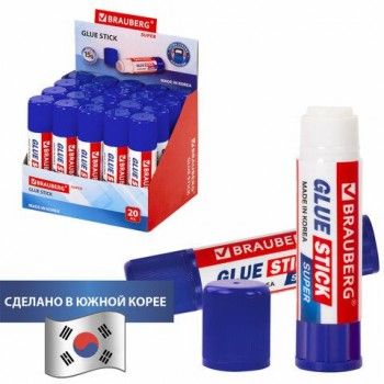 Клей-карандаш BRAUBERG 4 шт. SUPER, 15 г, ЮЖНАЯ КОРЕЯ, 229541