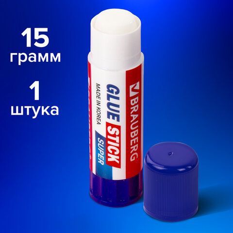 Клей-карандаш BRAUBERG 4 шт. SUPER, 15 г, ЮЖНАЯ КОРЕЯ, 229541