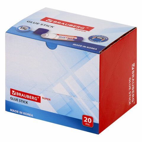 Клей-карандаш BRAUBERG 4 шт. SUPER, 15 г, ЮЖНАЯ КОРЕЯ, 229541