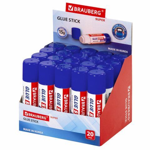 Клей-карандаш BRAUBERG 4 шт. SUPER, 15 г, ЮЖНАЯ КОРЕЯ, 229541