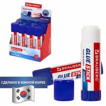 Клей-карандаш BRAUBERG 3 шт. SUPER, 21 г, ЮЖНАЯ КОРЕЯ, 229542