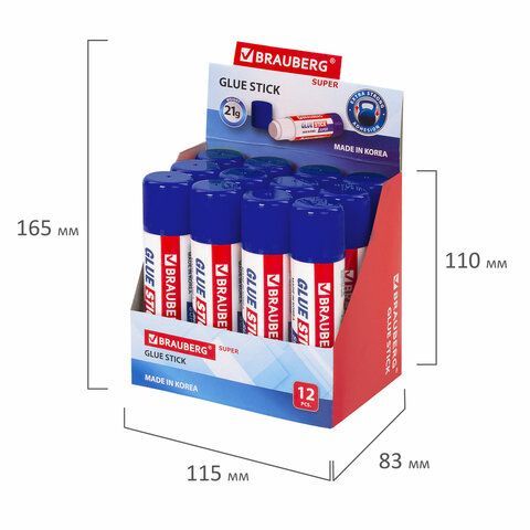 Клей-карандаш BRAUBERG 3 шт. SUPER, 21 г, ЮЖНАЯ КОРЕЯ, 229542
