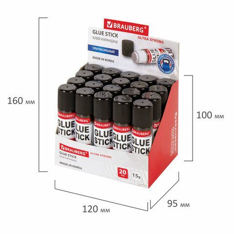 Клей-карандаш BRAUBERG 4 шт. ULTRA STRONG, УСИЛЕННАЯ ФОРМУЛА, 15 г, ЮЖНАЯ КОРЕЯ, 229545