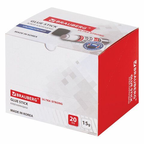 Клей-карандаш BRAUBERG 4 шт. ULTRA STRONG, УСИЛЕННАЯ ФОРМУЛА, 15 г, ЮЖНАЯ КОРЕЯ, 229545