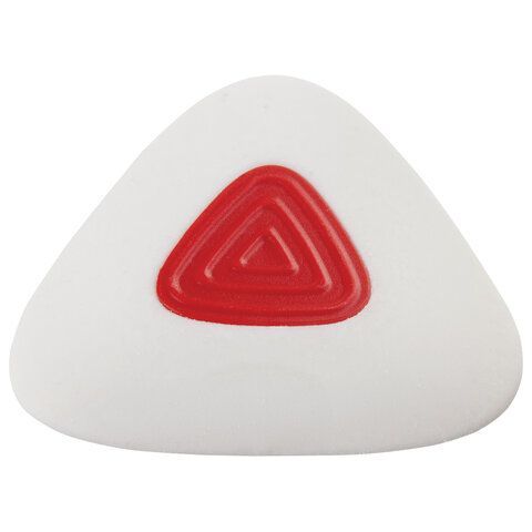 Ластик BRAUBERG &quot;Trios PRO&quot;, 36х36х9 мм, белый, треугольный, красный пластиковый держатель, 229559