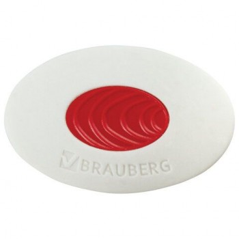 Ластик BRAUBERG 36 шт. "Oval PRO", 40х26х8 мм, овальный, красный пластиковый держатель, 229560