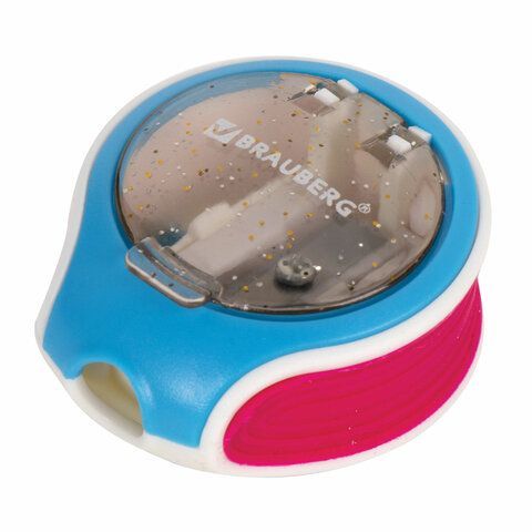 Точилка BRAUBERG 12 шт. &quot;Mix Soft&quot;, пластиковая, с контейнером, корпус ассорти, 229585
