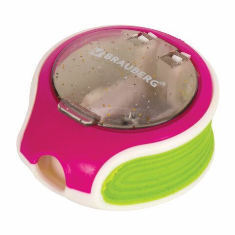 Точилка BRAUBERG 12 шт. &quot;Mix Soft&quot;, пластиковая, с контейнером, корпус ассорти, 229585