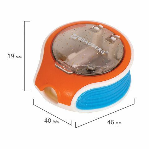 Точилка BRAUBERG 12 шт. &quot;Mix Soft&quot;, пластиковая, с контейнером, корпус ассорти, 229585