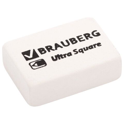 Ластики BRAUBERG 2 шт. &quot;Ultra Square&quot; 6 шт., размер ластика 29х18х8 мм, белые, натуральный каучук, 229603