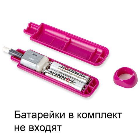 Ластик электрический BRAUBERG &quot;JET&quot;, питание от 2 батареек ААА, 8 сменных ластиков, розовый, 229617