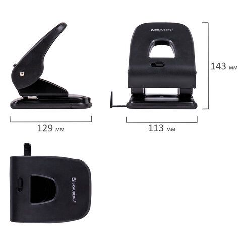 Дырокол BRAUBERG &quot;SX-40&quot;, до 40 листов, черный, 229695