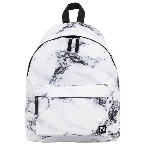 Рюкзак BRAUBERG СИТИ-ФОРМАТ универсальный, &quot;White marble&quot;, бело-черный, 41х32х14 см, 229886