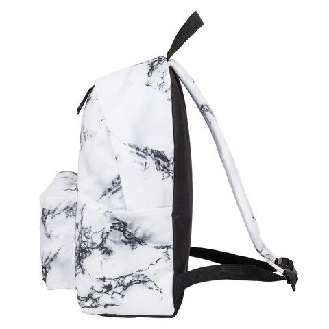 Рюкзак BRAUBERG СИТИ-ФОРМАТ универсальный, &quot;White marble&quot;, бело-черный, 41х32х14 см, 229886