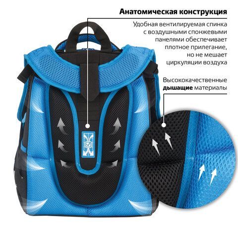 Ранец BRAUBERG PREMIUM, 2 отделения, с брелком, &quot;Moon&quot;, СВЕТЯЩИЙСЯ, 38х29х16 см, 229905