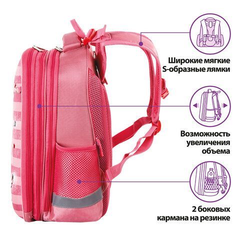 Ранец ЮНЛАНДИЯ EXTRA, с дополнительным объемом, &quot;Pink sneakers&quot;, 38x29x18 см, 229928