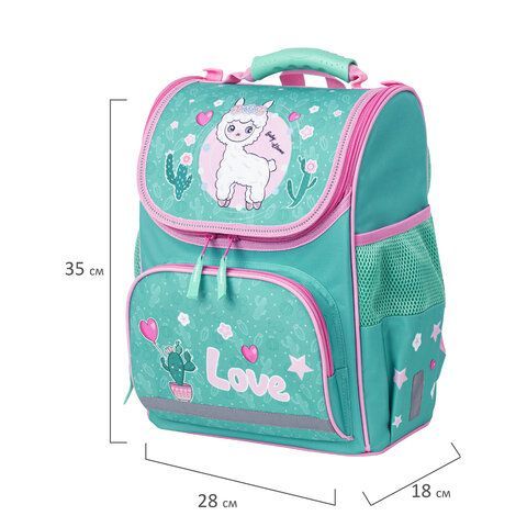 Ранец ПИФАГОР BASIC, с эргономичной спинкой, &quot;Baby lama&quot;, 35х28х18 см, 229934