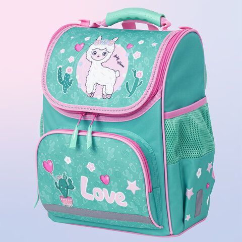 Ранец ПИФАГОР BASIC, с эргономичной спинкой, &quot;Baby lama&quot;, 35х28х18 см, 229934