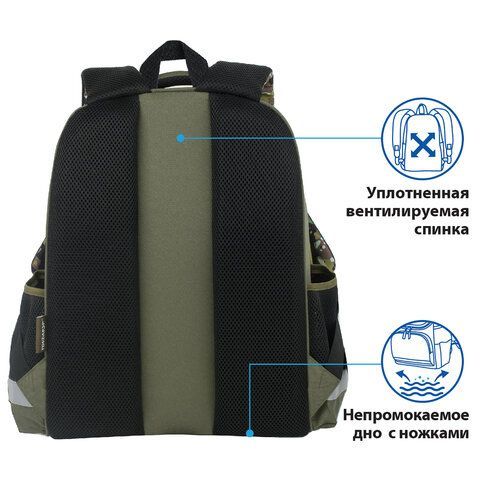 Ранец ПИФАГОР EVA BASIC, 1 отделение, &quot;Military&quot;, 39х30х16 см, 229939