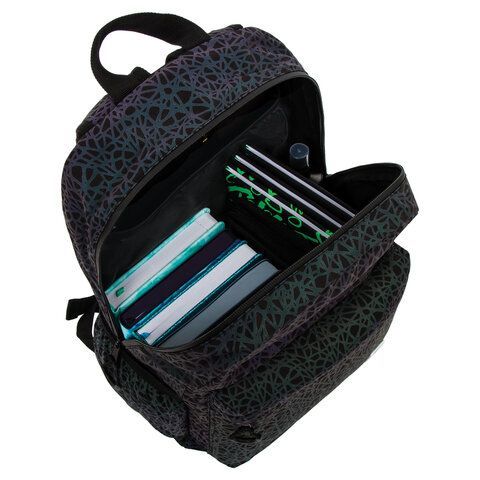 Рюкзак BRAUBERG BRIGHT, универсальный, СВЕТЯЩИЙСЯ РИСУНОК, &quot;Spiderweb&quot;, 42х31х15 см, 229941