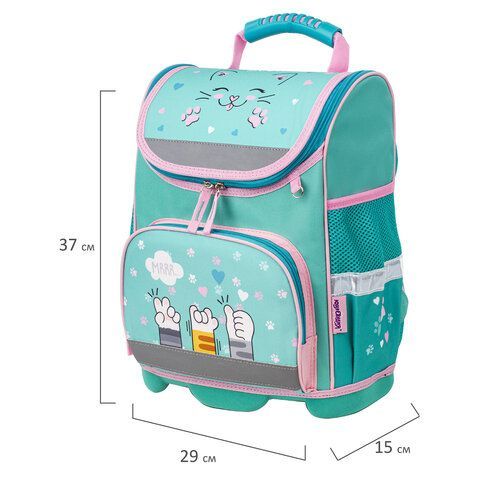 Ранец ЮНЛАНДИЯ WISE, 1 отделение, 3 кармана, устойчивое дно, &quot;Soft paws&quot;, 37х29х15 см, 229946
