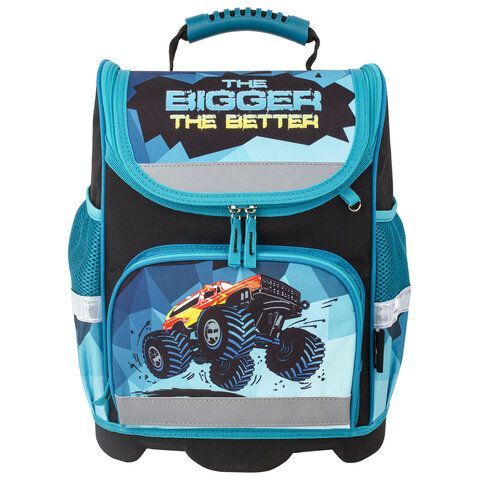 Ранец ЮНЛАНДИЯ WISE для начальной школы, &quot;Monster-truck&quot;, 37х29х15 см, 229948