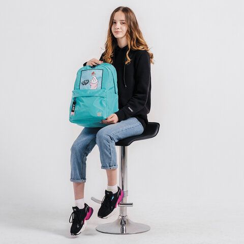 Рюкзак BRAUBERG FASHION CITY универсальный, карман-антивор, &quot;K-pop&quot;, бирюзовый, 44х31х16 см, 229966