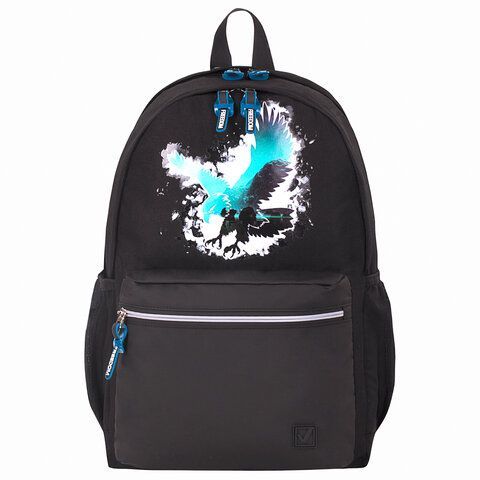 Рюкзак BRAUBERG FASHION CITY, универсальный, 2 отделения, &quot;Eagle&quot;, черный, 46х31х15 см, 229967