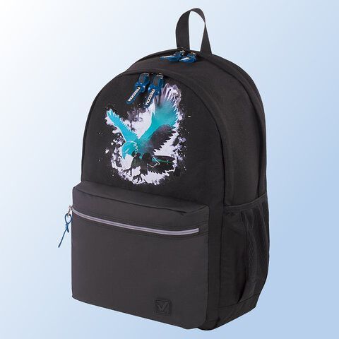 Рюкзак BRAUBERG FASHION CITY, универсальный, 2 отделения, &quot;Eagle&quot;, черный, 46х31х15 см, 229967