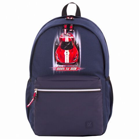 Рюкзак BRAUBERG FASHION CITY, универсальный, 2 отделения, &quot;Auto&quot;, темно-синий, 46х31х15 см, 229968