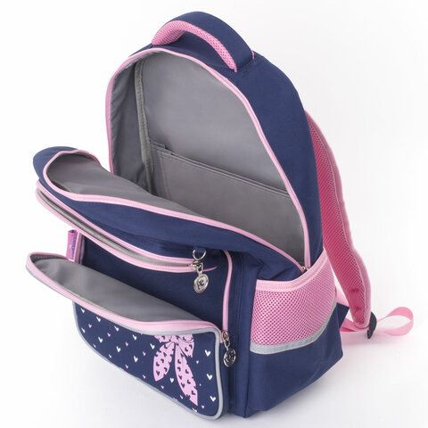 Рюкзак ЮНЛАНДИЯ COMPLETE с пеналом в комплекте, эрго-спинка, &quot;Pink bow&quot;, 42х29х14 см, 229972