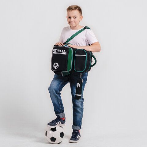 Рюкзак ЮНЛАНДИЯ COMPLETE, с пеналом в комплекте, эрго-спинка, &quot;Football&quot;, 42х29х14 см, 229975