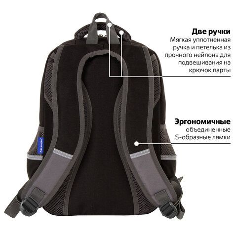 Рюкзак BRAUBERG STAR, 1 отделение, 5 карманов, &quot;Spider&quot;, черный, 40х29х13 см, 229978
