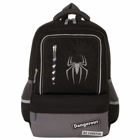 Рюкзак BRAUBERG STAR, 1 отделение, 5 карманов, &quot;Spider&quot;, черный, 40х29х13 см, 229978