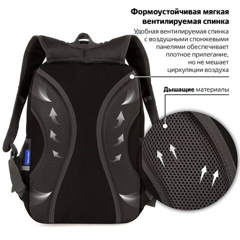 Рюкзак BRAUBERG STAR, 1 отделение, 5 карманов, &quot;Spider&quot;, черный, 40х29х13 см, 229978
