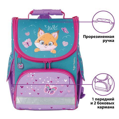 Ранец ЮНЛАНДИЯ by TIGER FAMILY, Эргономичный, &quot;Cute fox&quot;, 35х31х19 см, 229986